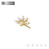 IMPLANT GRADE TITANIUM THREADLESS PUSH IN CZ MARQUISE FLOWER TOP PART